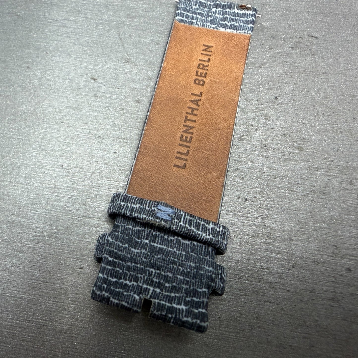 Lilienthal berlin Leather Watch band 20mm Blue White Two Piece8
