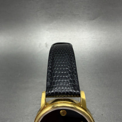 Movado Muesem Watch Women 27mm Black Dial Gold Tone Round 2100006 New Battery4
