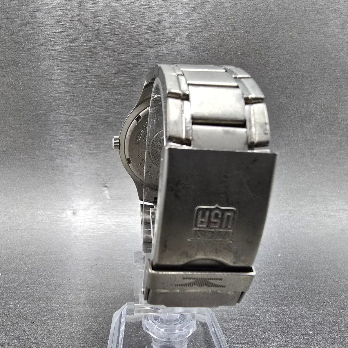 Elgin Solar Watch Men 36mm Gray Dial Titanium Daydate Round FK-1201 Works JDm7