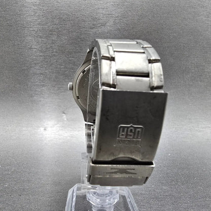 Elgin Solar Watch Men 36mm Gray Dial Titanium Daydate Round FK-1201 Works JDm7