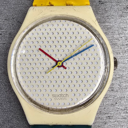 Swatch Ping Pong Watch Men 34mm White Dial White Case Round GW105 New Batt1