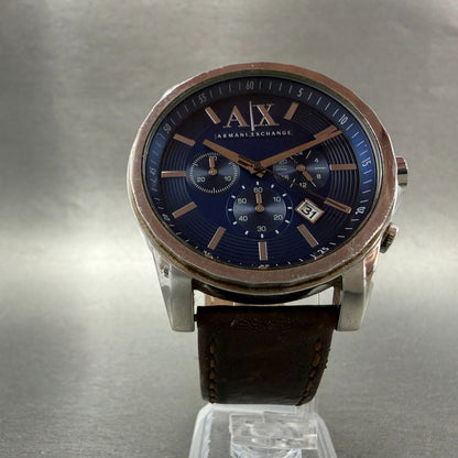 Armani Exchange Chronograph Watch Men 44mm Blue Dial Steel Date AX2501 New Batt5
