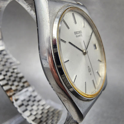 Seiko Watch Men 33mm Silver Dial Silver Tone Date 7832-8010 PARTS