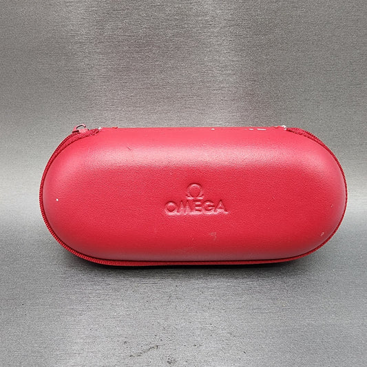 OMEGA Travel Case Red  Leather Service Case Pouch W/Card and Cloth0