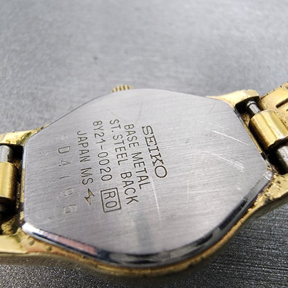 Seiko Watch Women 20mm White Dial Gold Tone Round 8Y21-0020 New Battery