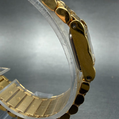 Pulsar Watch Women 15mm Gold Dial Gold Nugget Rectangle Y520-5010 New Batt NOS3