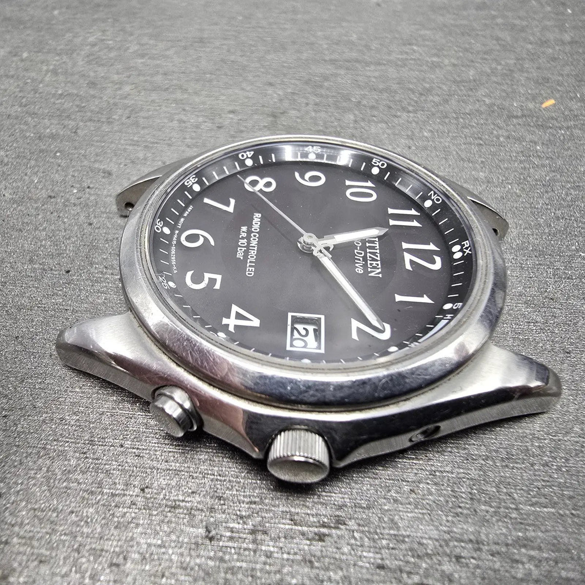 Citizen Eco-Drive Watch Men 38mm Black Dial Steel Atomic Round Date READ!!!!!! J6