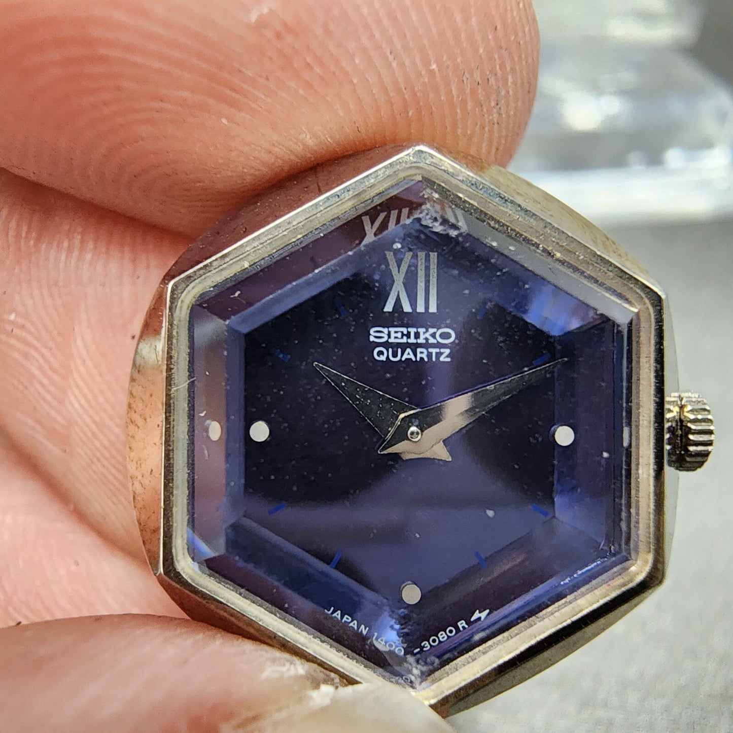 Seiko Ring Watch Women 19mm Purple Dial Palladium Plated 14006670 New Battery1