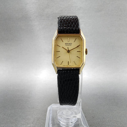 Seiko Tank Watch Women 19mm Champagne Dial Gold Tone 54215119 New Battery5