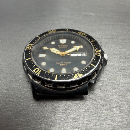 Casio Dive Watch Men 36mm Black Dial Black Tone Daydate Round MRW-81 PARTS3