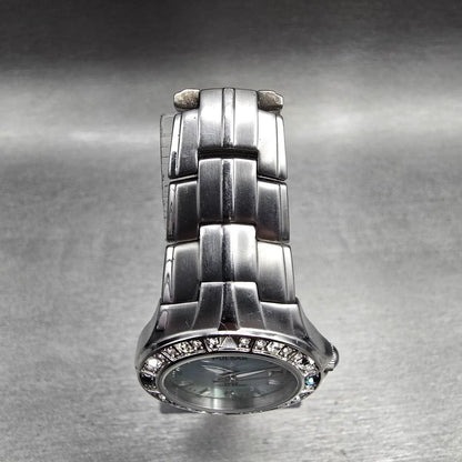Seiko Pulsar Watch Women 27mm MOP Dial Silver Tone Gemmed Date VX82-X416 New Bat4