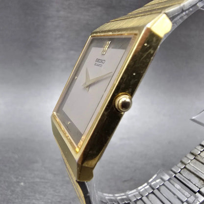 Seiko Tank Watch Men 25mm Gray Dial Gold Tone Rectangle 5P30-5C99 PARTS Vintage3