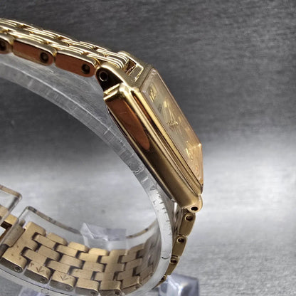 Seiko Tank Watch Women 17mm Champagne Dial Gold Tone Rectangle 1N01-0FH0 NewBatH3