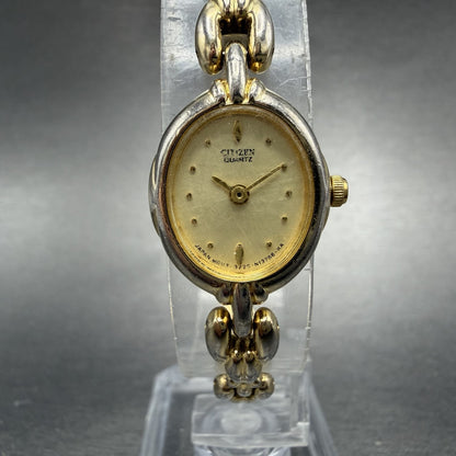 Citizen Watch Women 16mm Champagne Dial Gold Tone Oval 3220-S36483 New Battery0