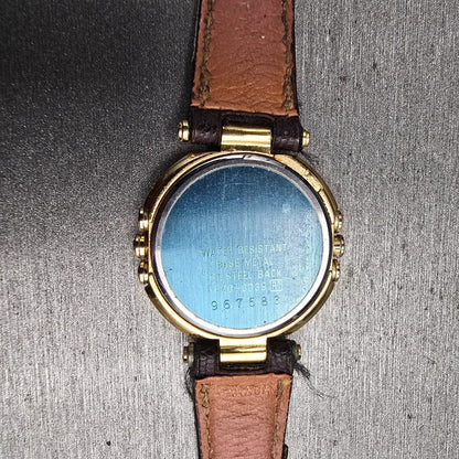 Seiko Lassale Watch Women 26mm White Dial Gold Round 1F20-0D39 New Battery VTG10