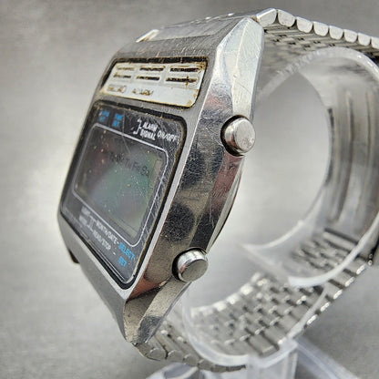 Seiko Digital Watch Men 34mm Digital Steel Alarm A134-5009 Rectangle PARTS