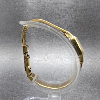 Seiko Watch Women 17mm Brown Dial Gold Tone Rectangle 2C20-5789 New Battery JP8