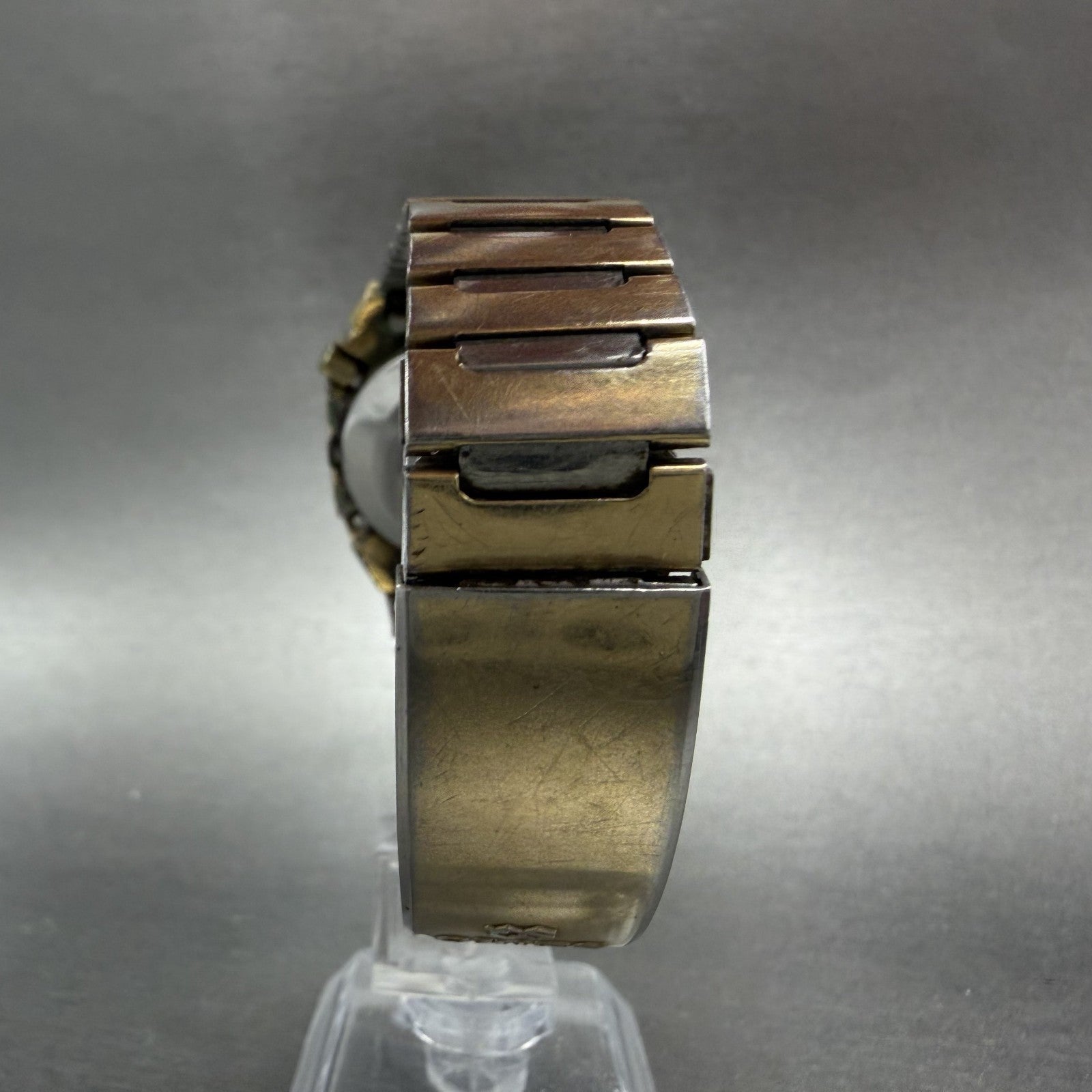 Seiko Digital Watch Men 33mm LCD Gold Tone Rectangle Memory Bank M354-5019 PARTS8