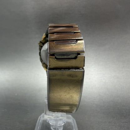 Seiko Digital Watch Men 33mm LCD Gold Tone Rectangle Memory Bank M354-5019 PARTS8