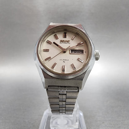 Seiko Automatic Watch Women 26mm White Dial Silver Tone Daydate Round Runs5