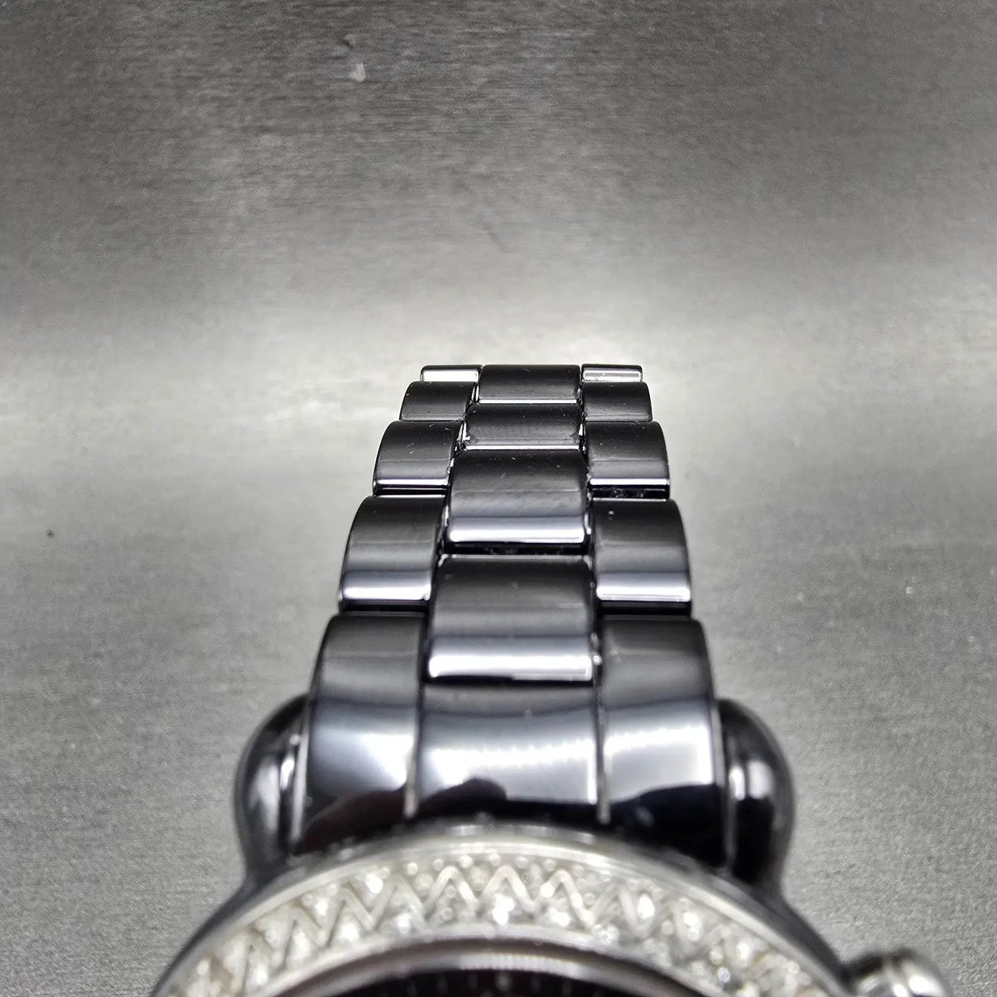 Michele CSX Chronograph Diamond Watch Women 37mm Black Dial Ceramic New Battery5