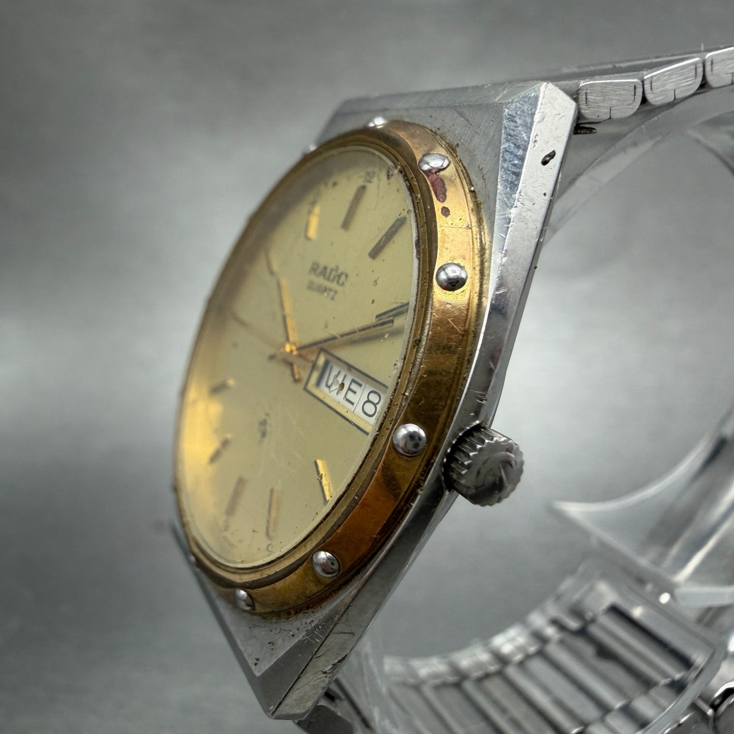 Rado Watch Men 33mm Champagne Dial Two Tone Daydate Round 114.3241.2 New Battery2