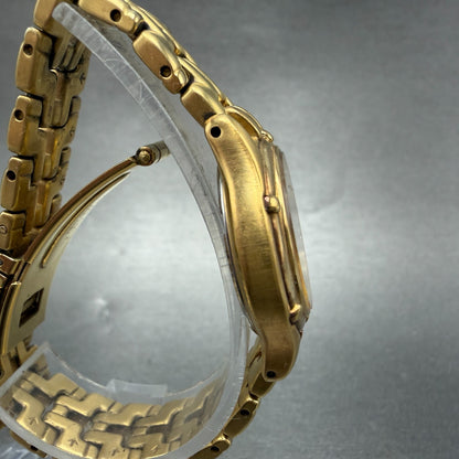 Seiko Watch Women 26mm Champagne Dial Gold Tone Date Round 7n82-0599 New Batt M63