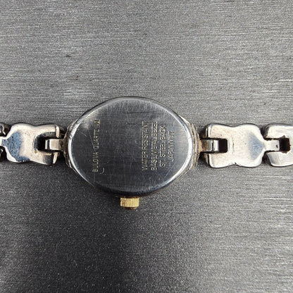 Bulova Watch Women 17mm White Dial Two Tone Oval 98L66 New Battery JP32410