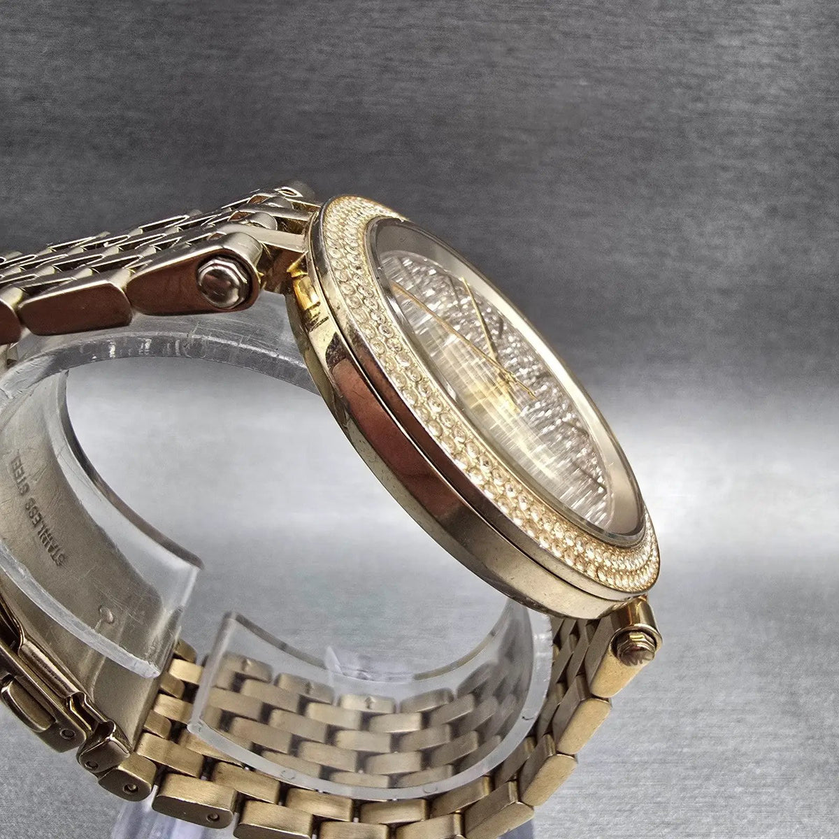 Michael Kors Darci Watch Women 39mm Gold Dial Gold Tone Gemmed MK-3438 New Batt3