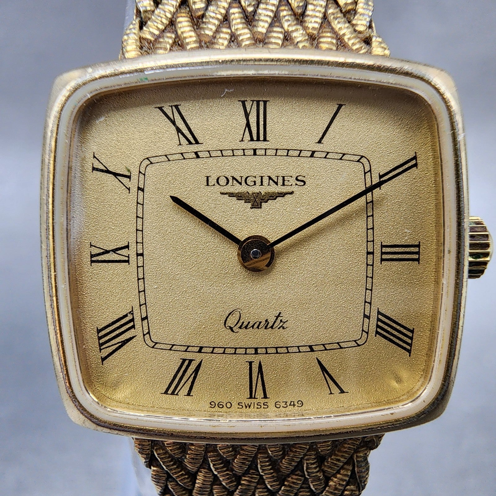 Longines Watch Women 22mm Champagne Dial Gold Plated Rectangle New Battery1