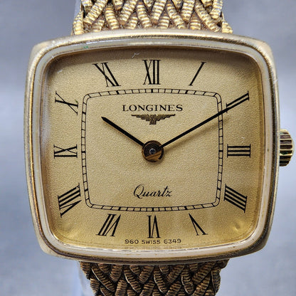 Longines Watch Women 22mm Champagne Dial Gold Plated Rectangle New Battery1
