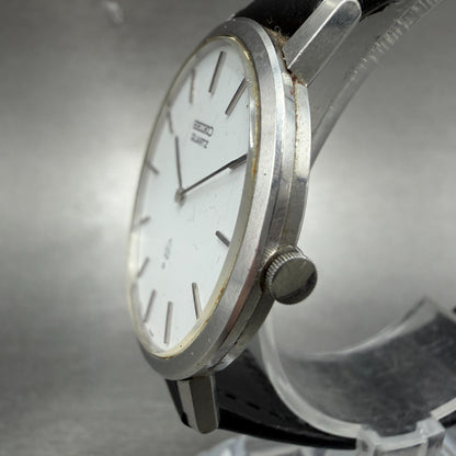 Seiko Watch Men 34mm White Dial Silver Tone Round Vintage 4130-9001 New Battery2