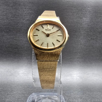 Seiko Watch Women 20mm Champagne Dial Gold Tone Oval 2320-5439 New Battery JP5