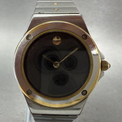 Movado Museum watch Women 28mm Black Dial Two Tone Round 81.E1.837.2 New Battery1
