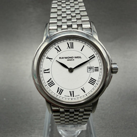 Raymond Weil Tradition Watch Women 28mm White Dial Silver Tone Date 5966 New Bat0