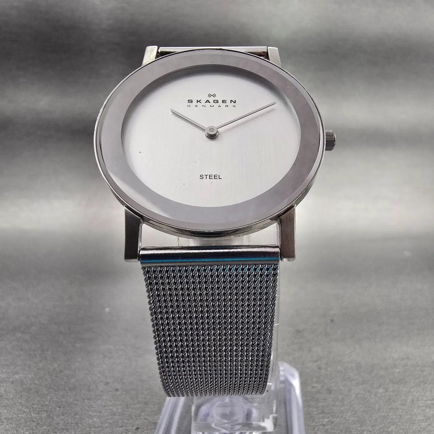 Skagen Watch Men 33mm Silver Dial Silver Tone Round 39LSS New Battery5