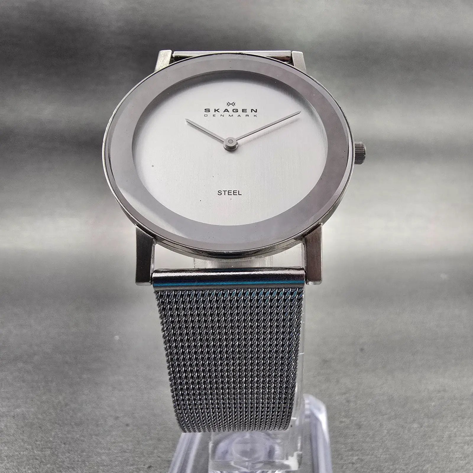 Skagen Watch Men 33mm Silver Dial Silver Tone Round 39LSS New Battery5
