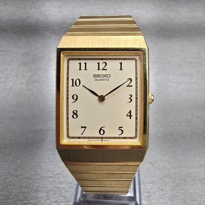 Seiko Watch Men 24mm Cream Dial Gold Tone Rectangle 5P30-5D09 New Battery VTG0