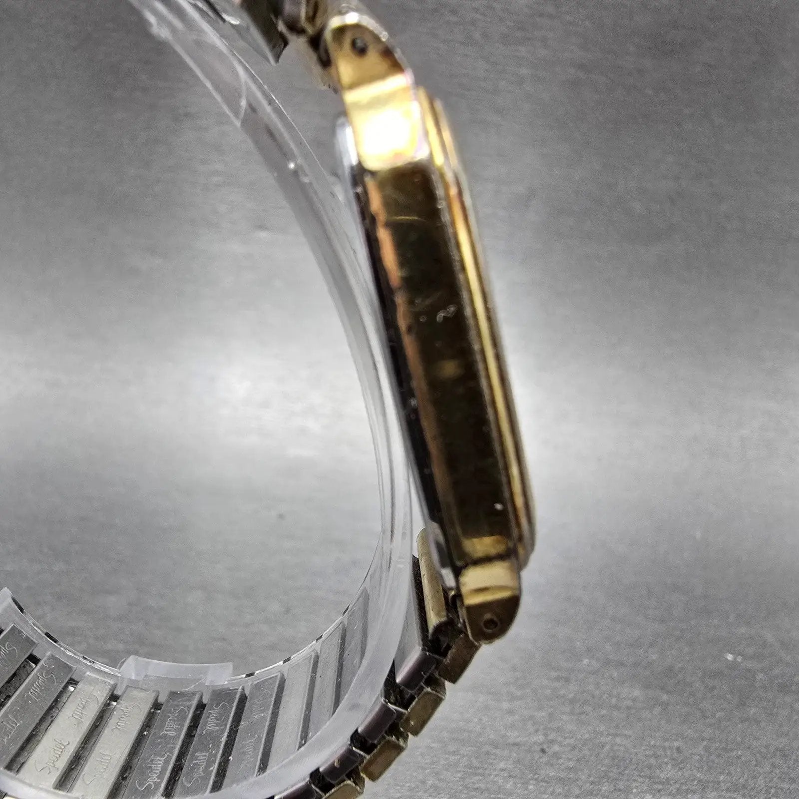 Seiko Watch Men 30mm Gold Dial Gold Tone Rectangle 7433-5009 PARTS Vintage4