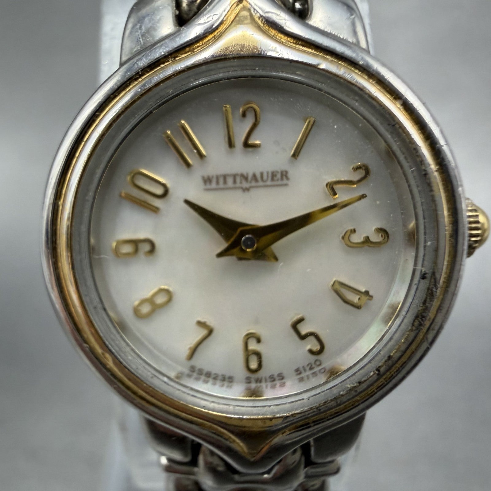 Wittnauer Watch Women 19mm MOP Dial Two Tone Round SS8235 5120 New Battery1