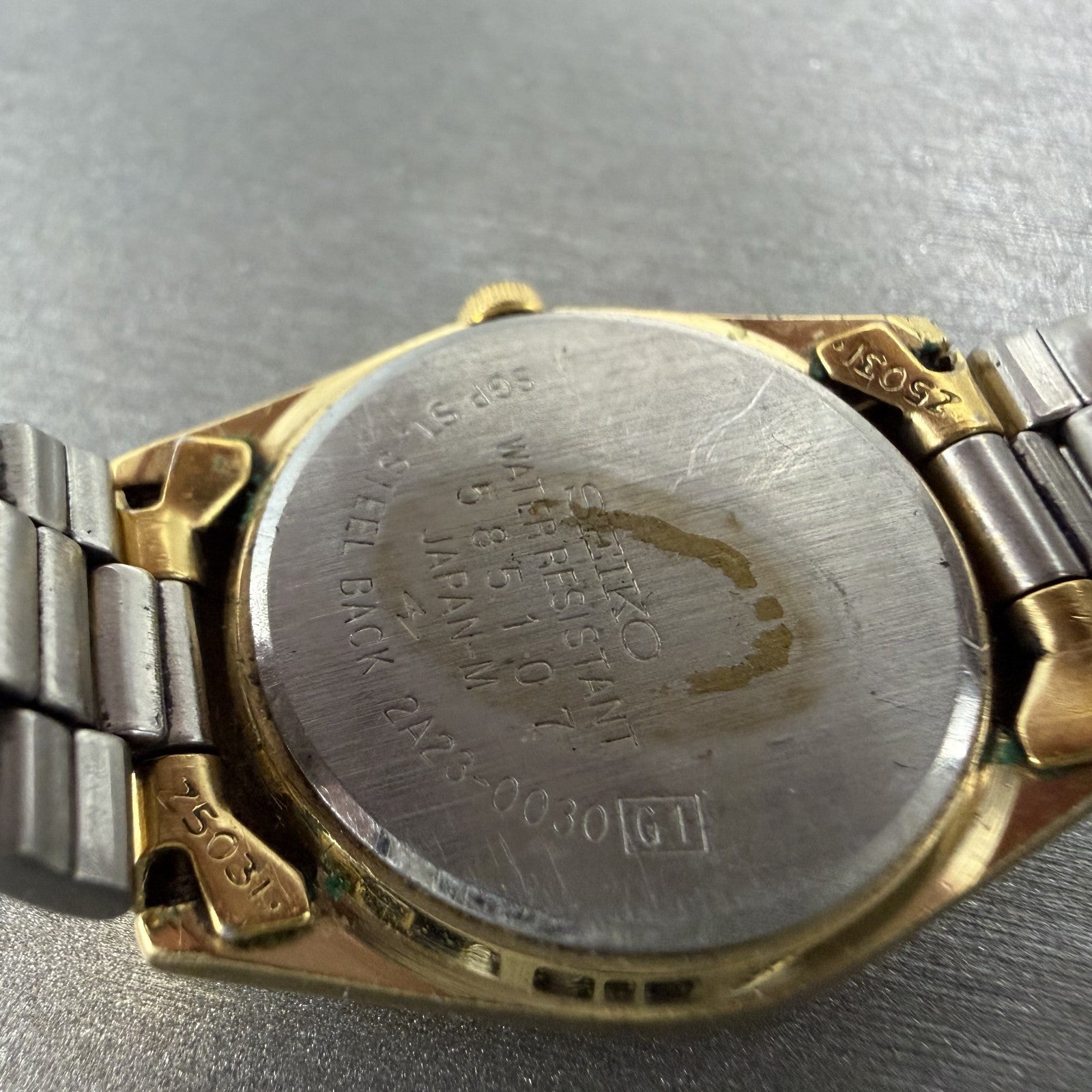 Seiko SQ Watch Women 24mm Champagne Dial Gold Tone Daydate 2a23-0030 New Batt AB9