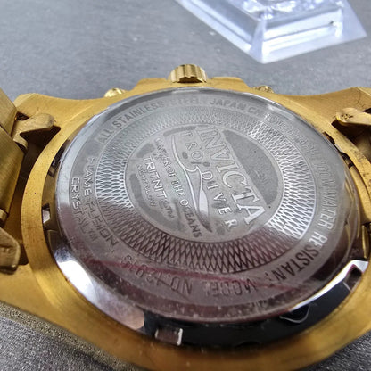 Invicta Pro Diver Chronograph Watch Men 45mm Blue Dial Gold Tone 12916 New Batt9