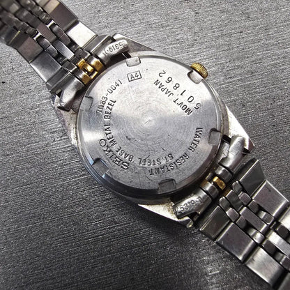 Seiko Watch Women 24mm Gold Dial Two Tone Daydate Round 7N83-0041 New Battery10