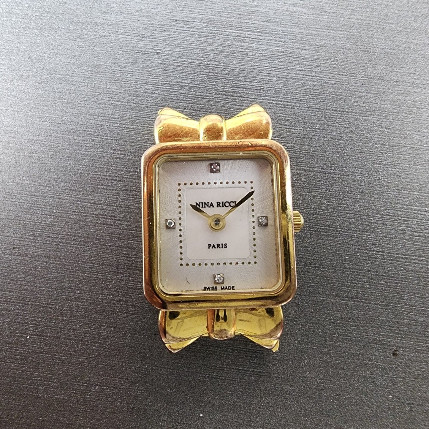 Nina Ricci Tank Watch Women 18mm MOP Dial Gold Plated Rectangle  New Battery1