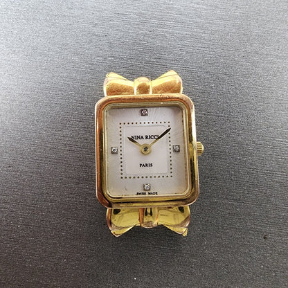 Nina Ricci Tank Watch Women 18mm MOP Dial Gold Plated Rectangle  New Battery1