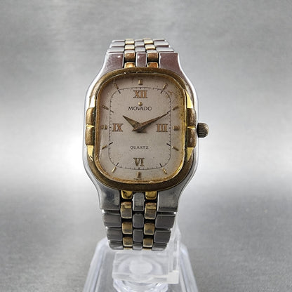 Movado Watch Women 21mm Silver Dial Two Tone Rectangle 88-25-427 PARTS