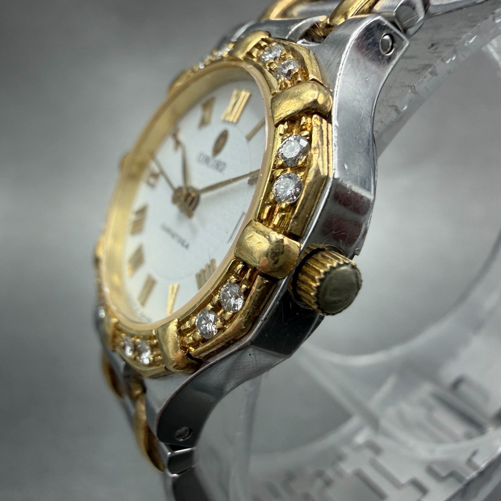 Concord Saratoga Watch Women 23mm White Dial Two Tone Diamond Bezel 15 73 2872