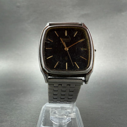 Seiko Tank Watch Men 31mm Black Dial Silver Tone Rectangle 6030-5190 PARTS6