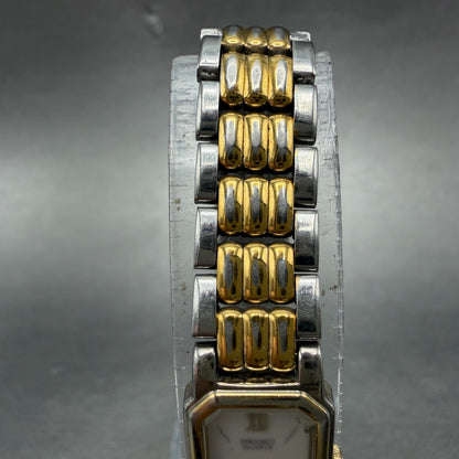 Seiko Tank Watch Women 12mm White Dial Two Tone 2e20-6389 Rectangle New BatteryK4