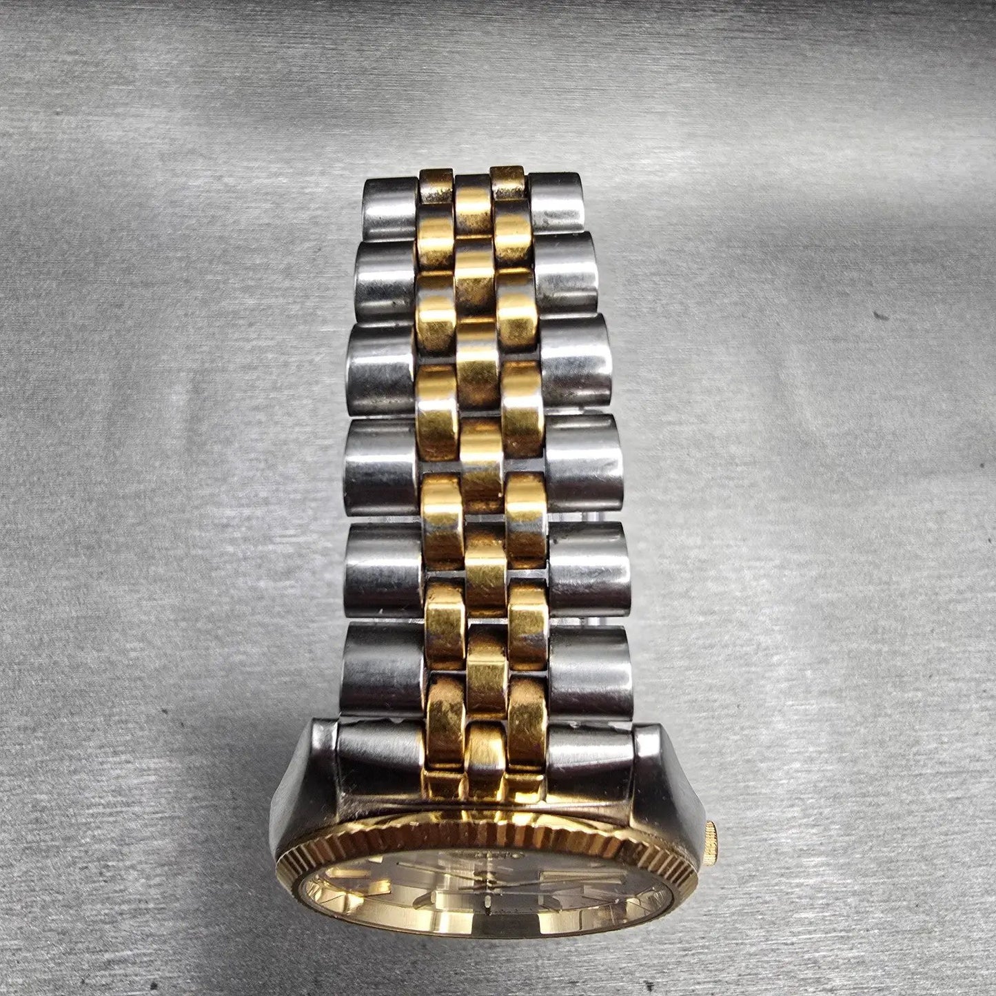Seiko President Watch Men 35mm Silver Dial Two Tone Daydate 5Y23-8A68 New Batt4
